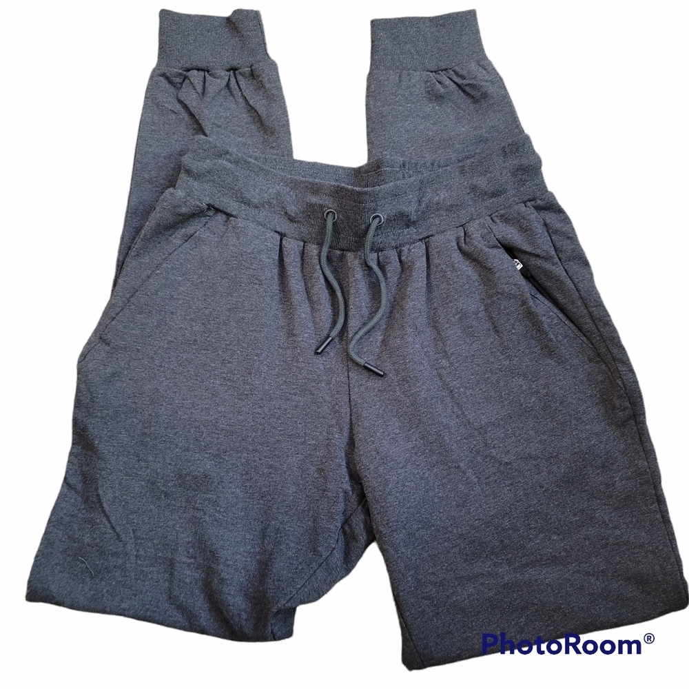 Sevego dark gray NWT exercise pants Lg 32" inseam ribbed waist and ankles